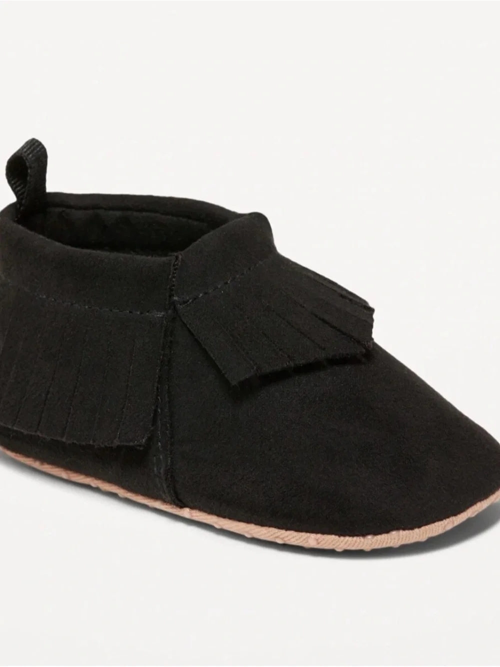 Old Navy Black Kids Fringe Moccasins 3-6 months